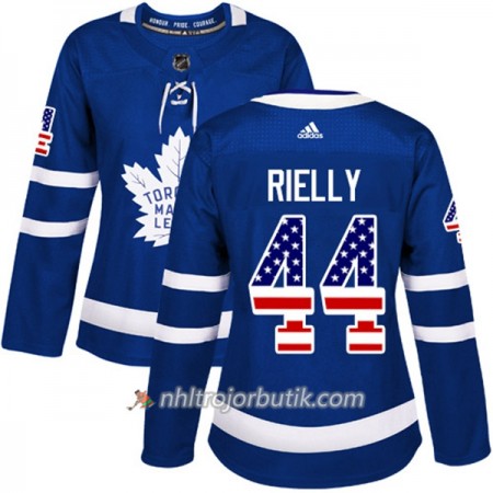 Dame Ishockey Toronto Maple Leafs Tröja Morgan Rielly 44 Adidas 2017-2018 Blå USA Flag Fashion Authentic